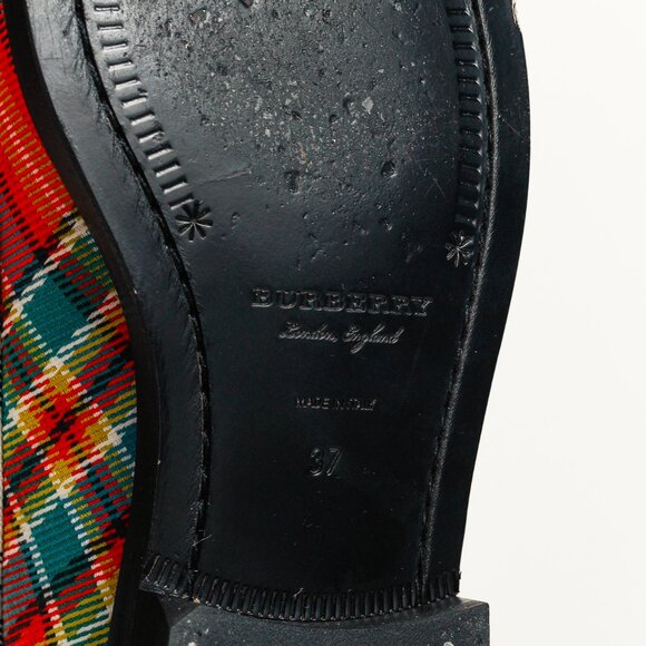 Burberry Bedmont Poppy Orange Tartan Flat Loafers - Picture 5 of 10